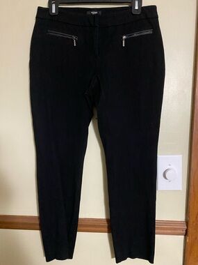Alfani Black Ponte Pants with Silver Zip Accents
